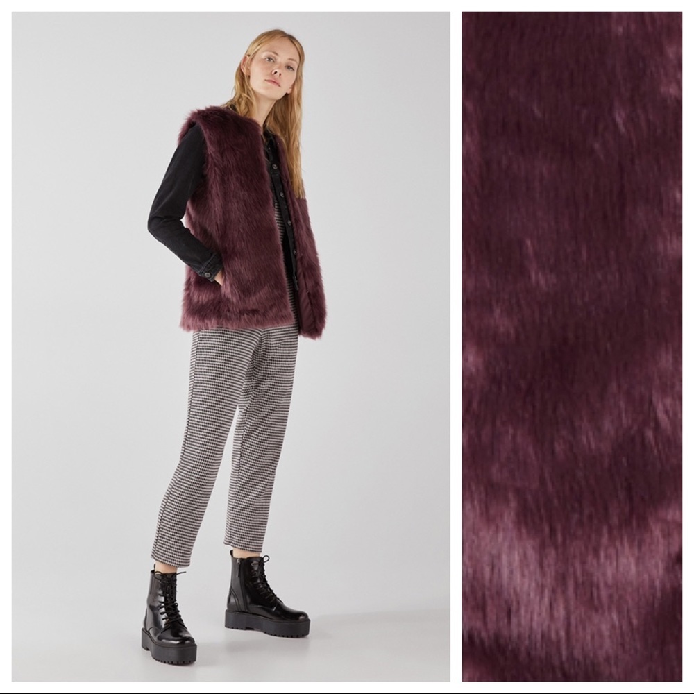 🌹NWT. Bershka Purple Faux Fur Vest. Size XS.